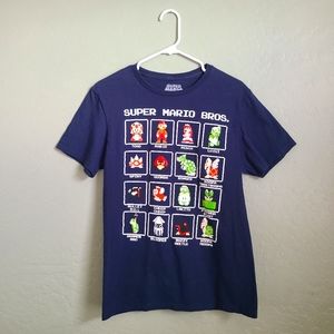 Nintendo Super Mario Bros. Vintage Pixel Character Print Mens T-shirt Size M